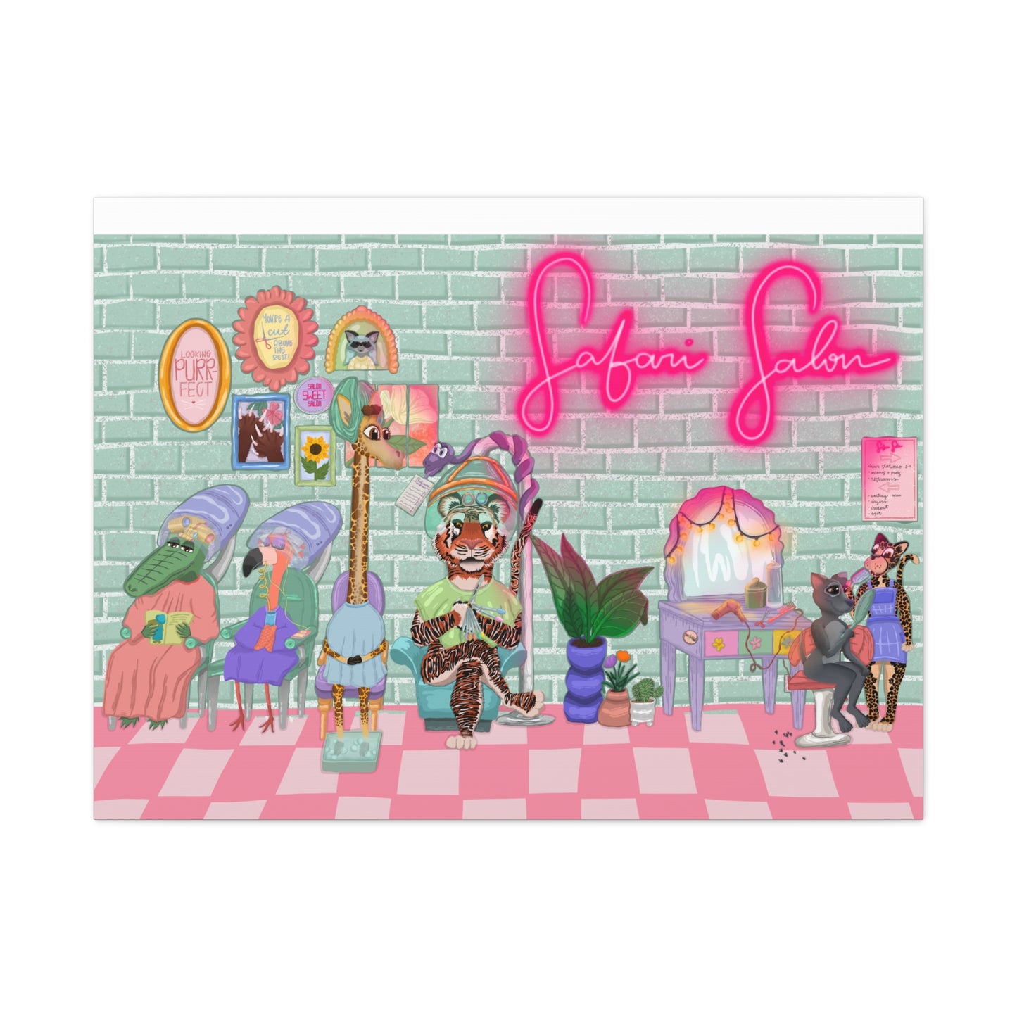"Appointment at Safari Salon" - Canvas Print Wall Art