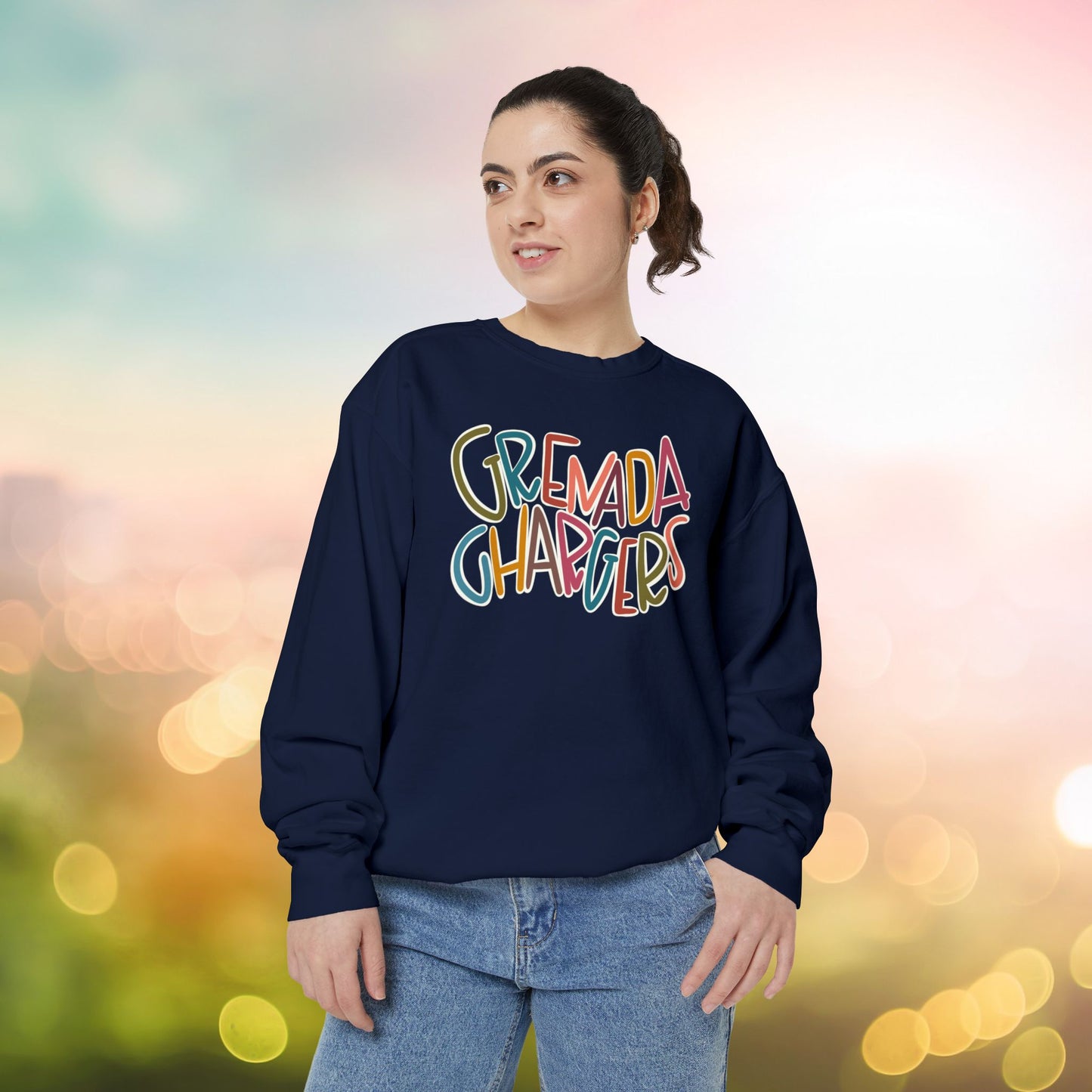 Women's Multi-Colored Grenada Chargers Garment-Dyed Sweatshirt
