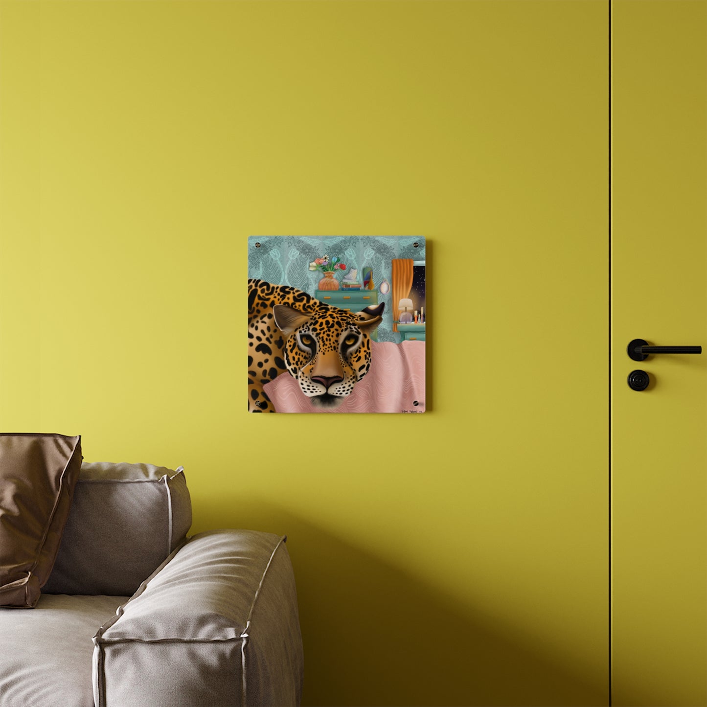 "Lounging Leopard" - Acrylic Wall Art Panel