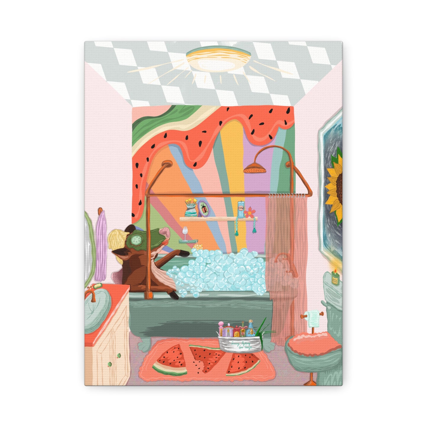 "Bubbley MOO-d" - Canvas Print Wall Art