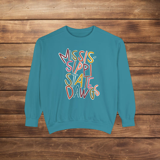 Women's Multi-Colored MS State Garment-Dyed Sweatshirt