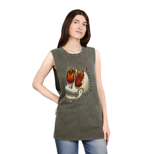 Silly Skull Stonewash Tank Top