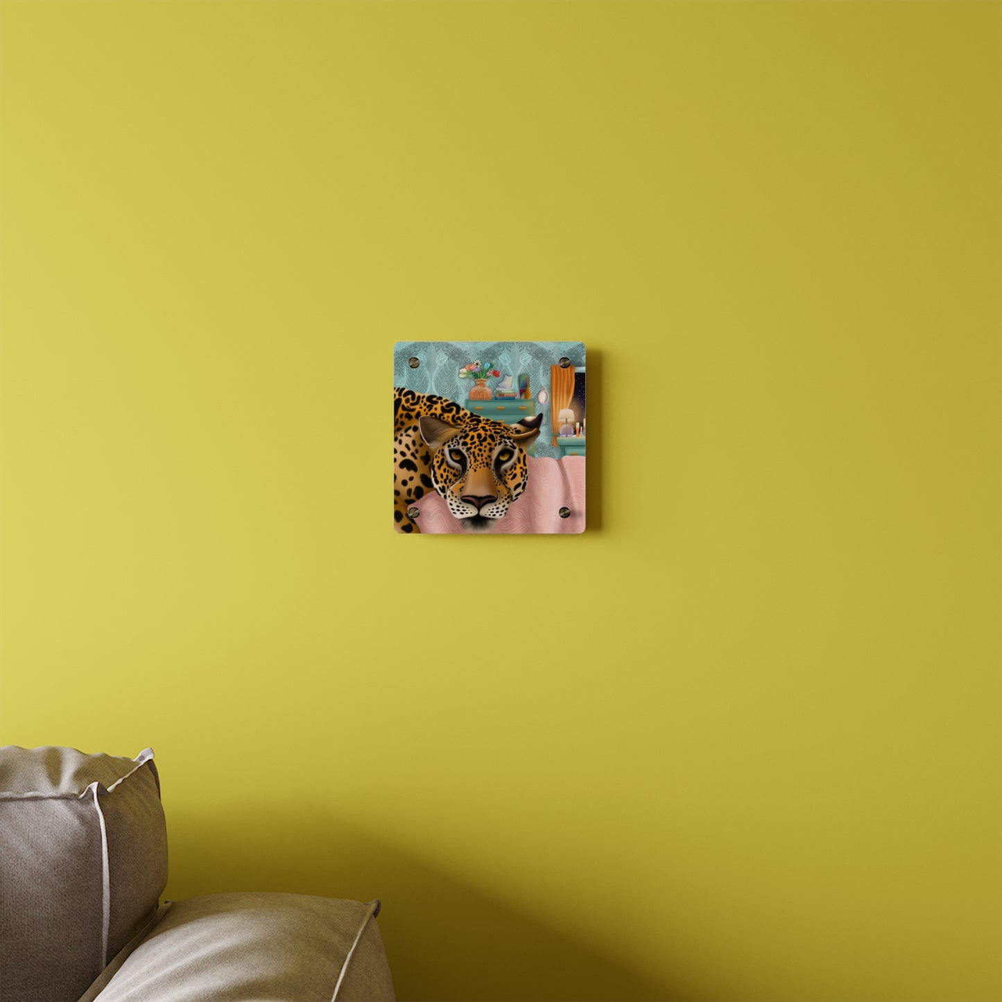 "Lounging Leopard" - Acrylic Wall Art Panel
