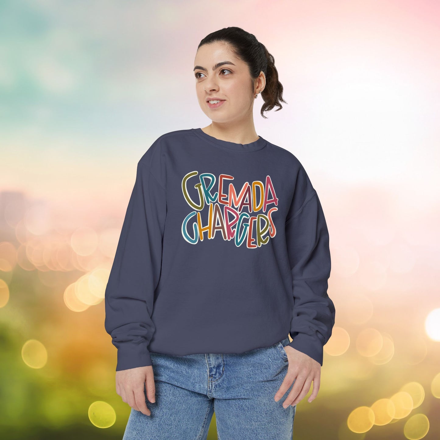 Women's Multi-Colored Grenada Chargers Garment-Dyed Sweatshirt