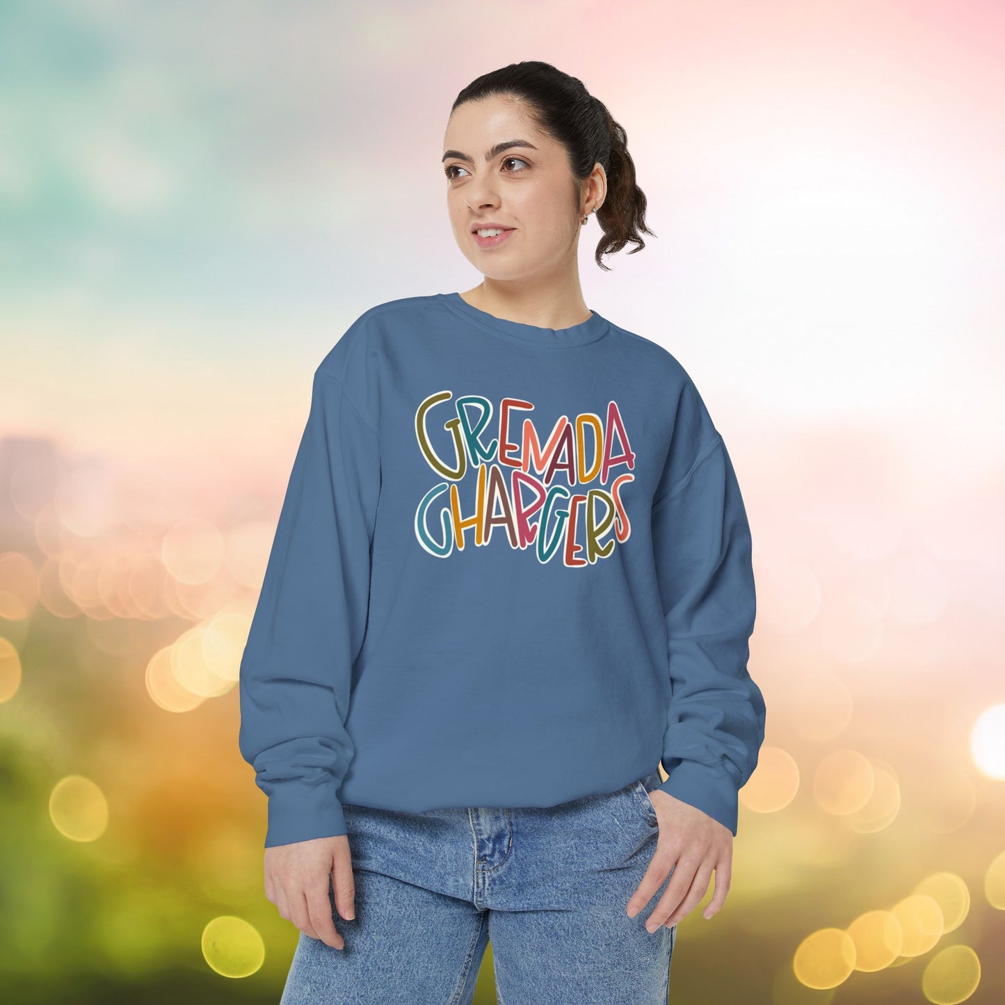 Women's Multi-Colored Grenada Chargers Garment-Dyed Sweatshirt