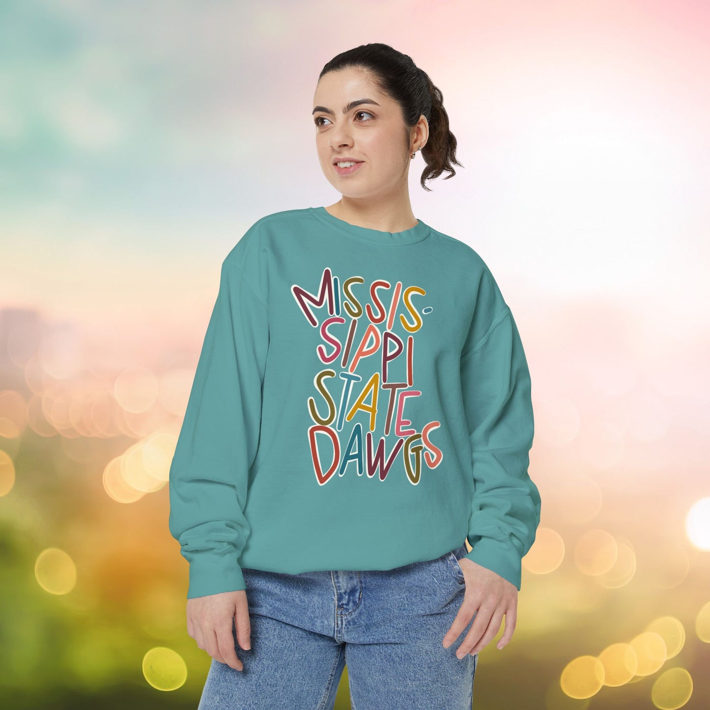 Women's Multi-Colored MS State Garment-Dyed Sweatshirt