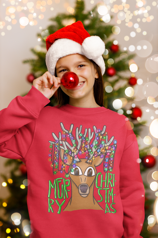Youth Merry Christmas Reindeer Sweatshirt