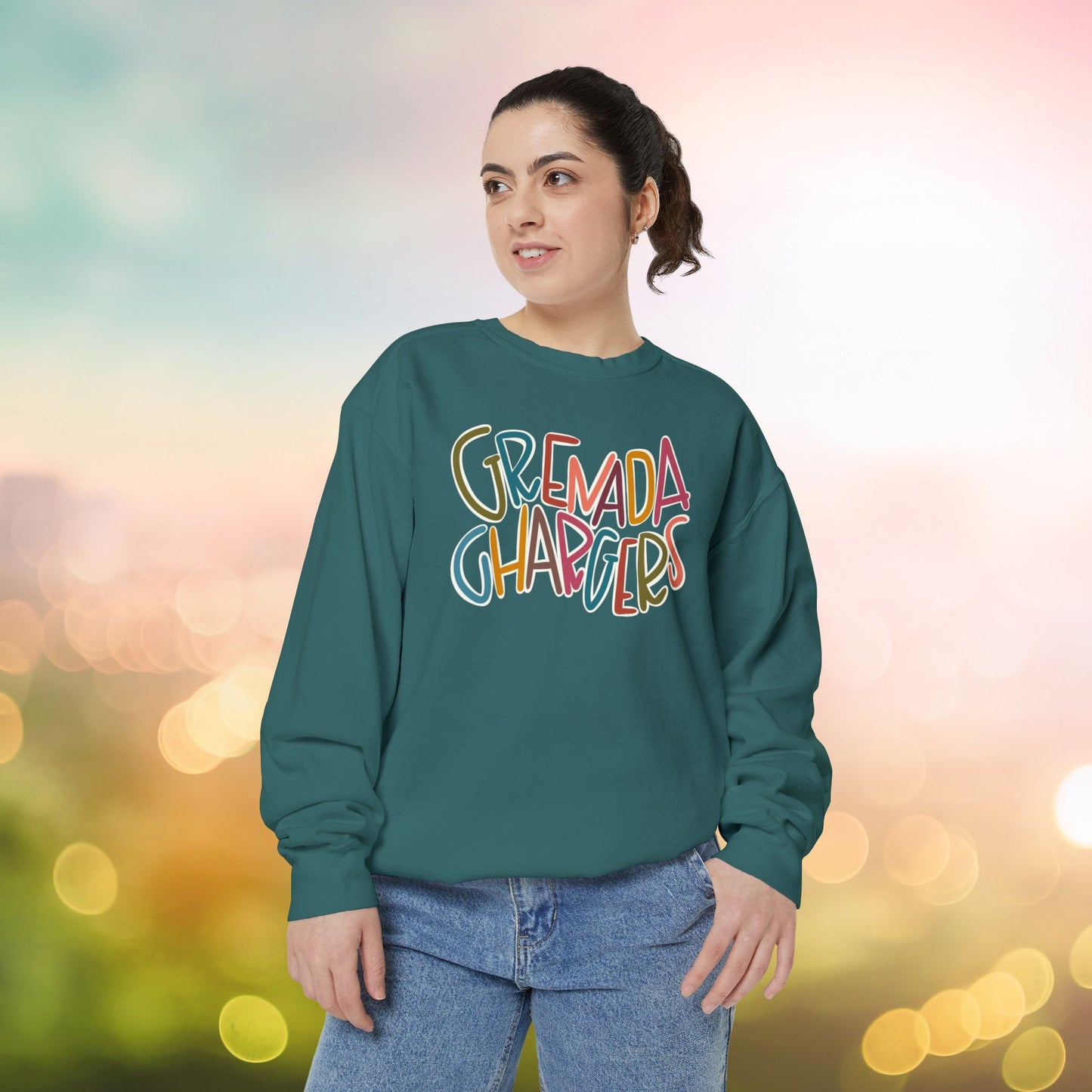 Women's Multi-Colored Grenada Chargers Garment-Dyed Sweatshirt