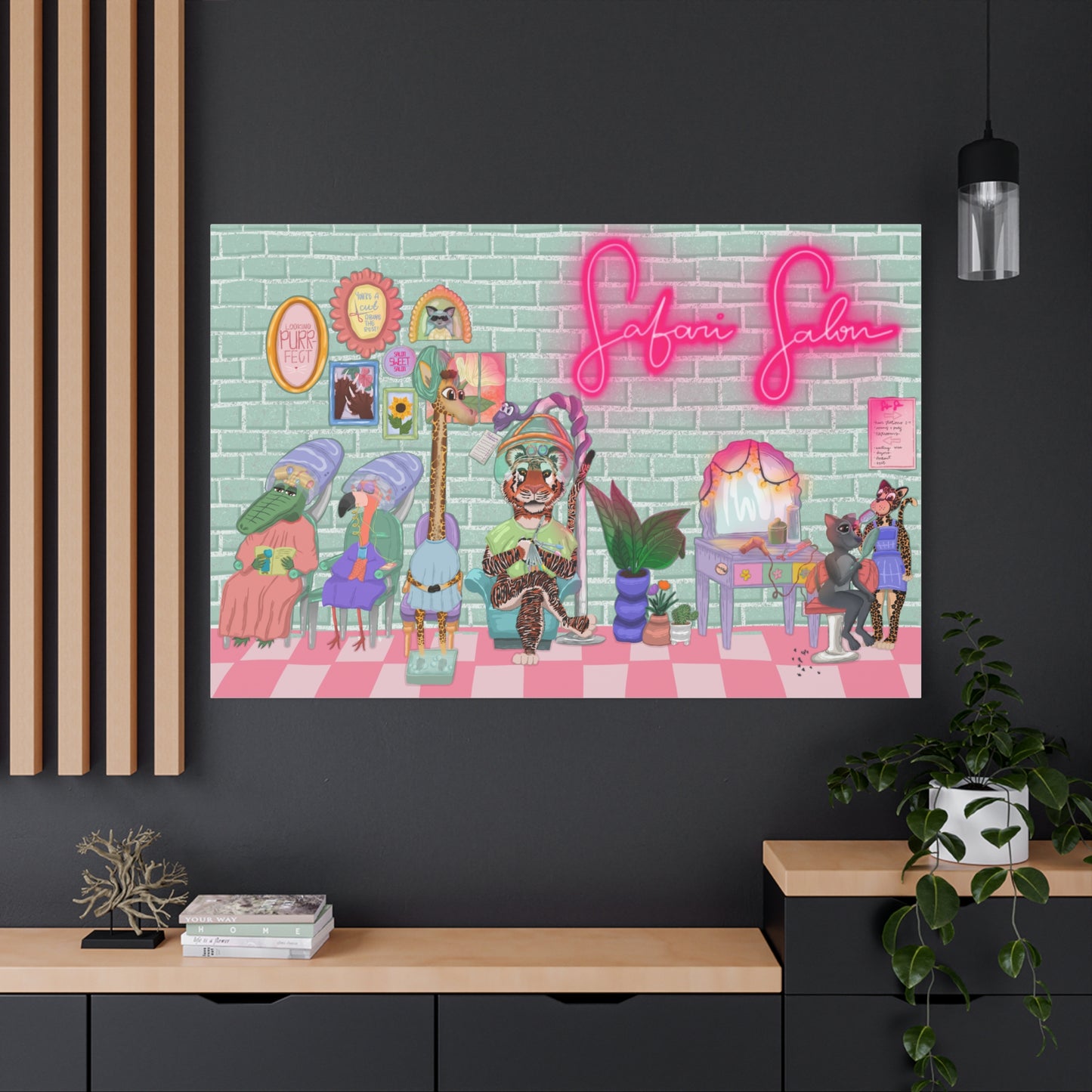 "Appointment at Safari Salon" - Canvas Print Wall Art