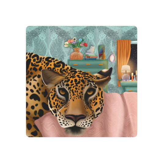 "Lounging Leopard" - Metal Art Sign